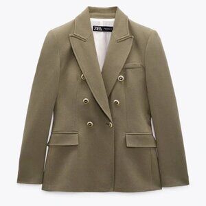 Zara Double Breasted Blazer - XL Khaki/Olive
